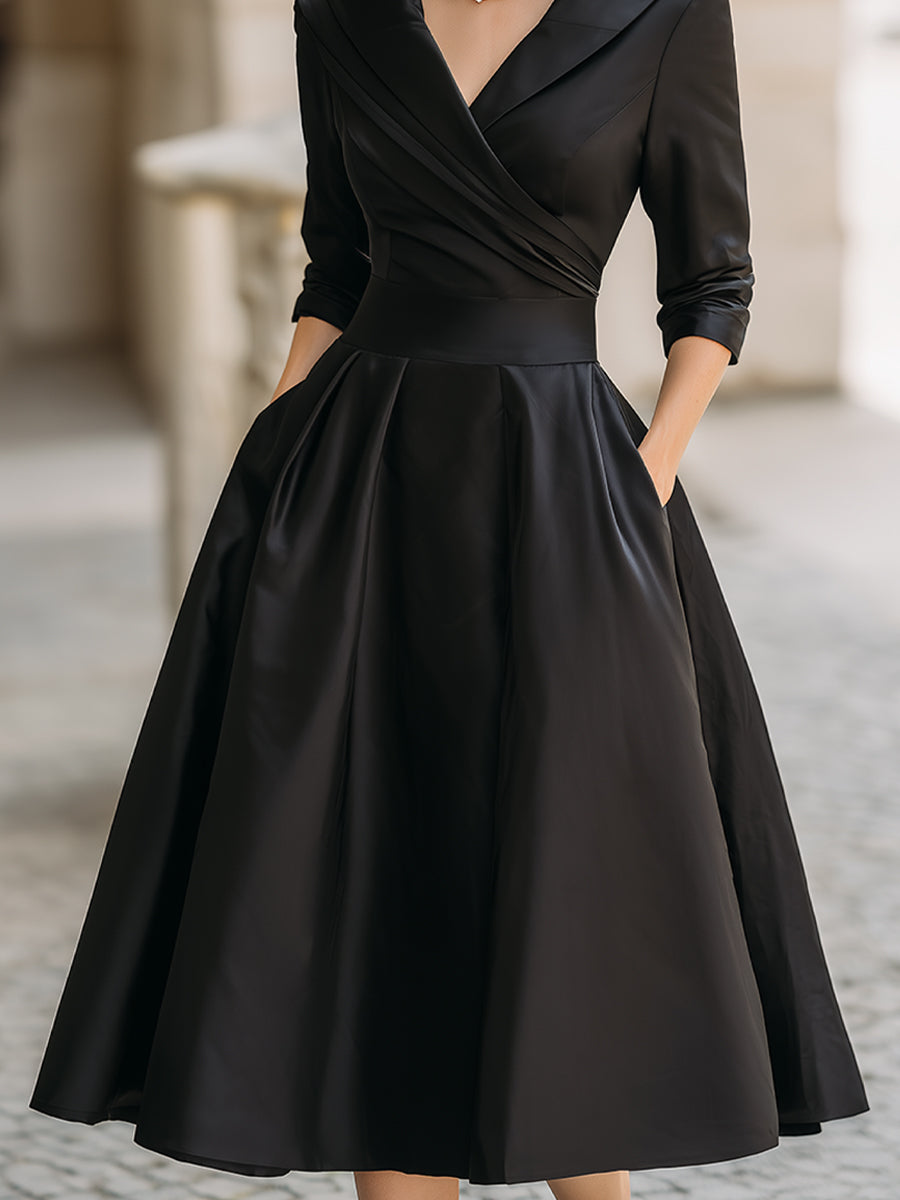 DHARMAY ELEGANT LONG-SLEEVE MIDI DRESS