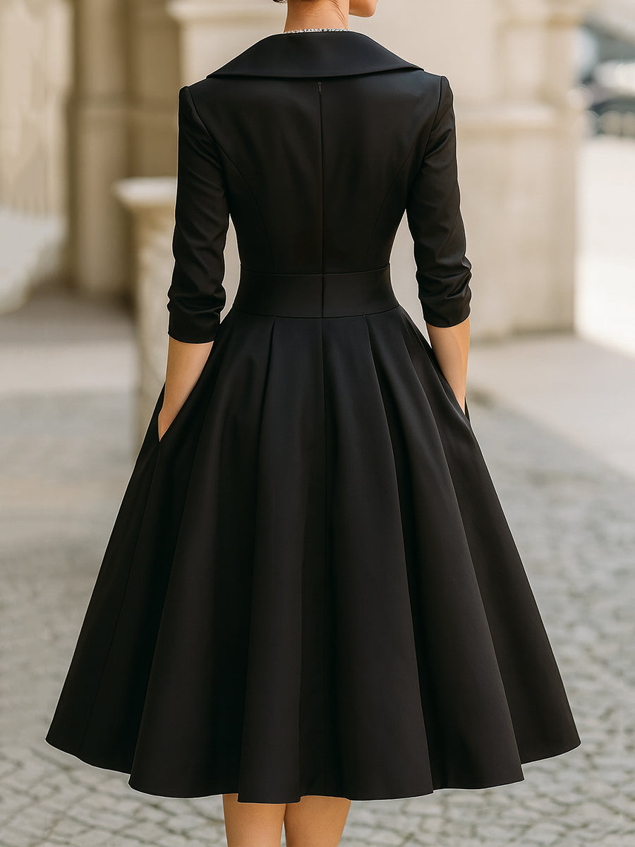 DHARMAY ELEGANT LONG-SLEEVE MIDI DRESS