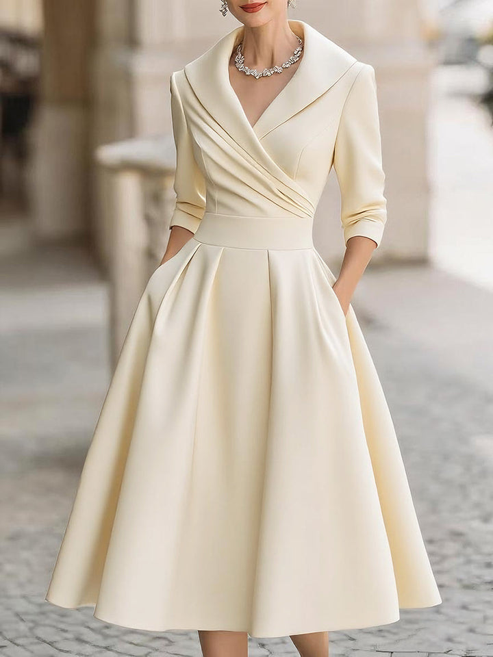 DHARMAY ELEGANT LONG-SLEEVE MIDI DRESS