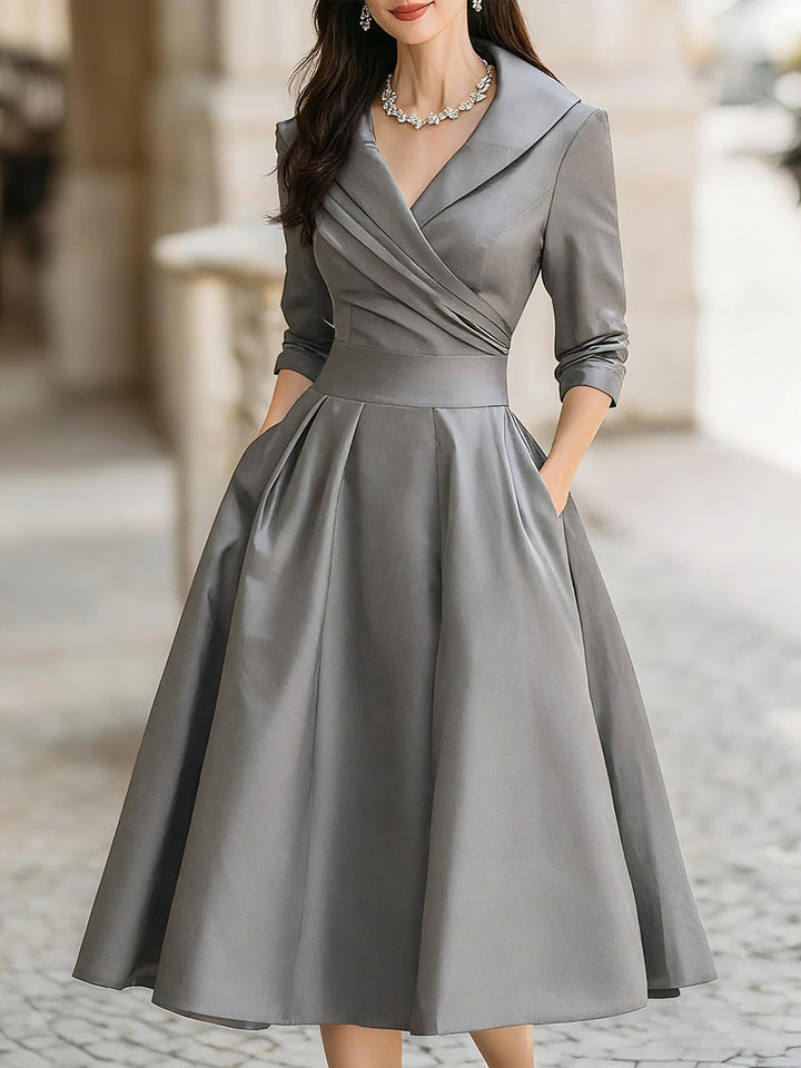 DHARMAY ELEGANT LONG-SLEEVE MIDI DRESS
