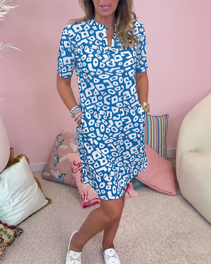 TRACY REFINED PRINTED V-NECK DRESS