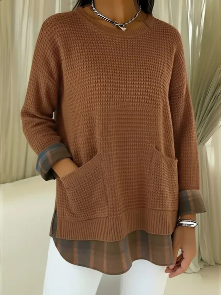 VIOLA PLAID KNIT PULLOVER SWEATER