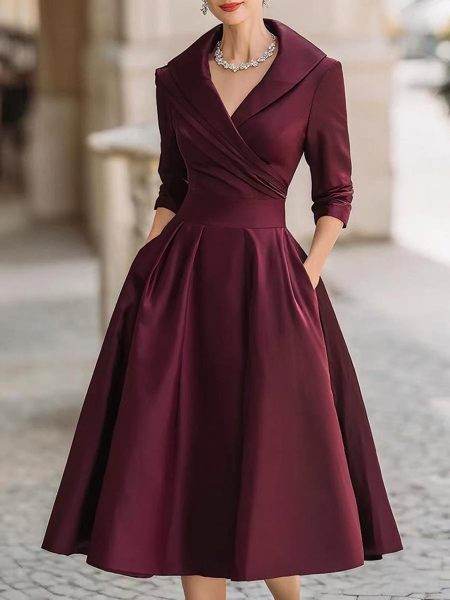 DHARMAY ELEGANT LONG-SLEEVE MIDI DRESS