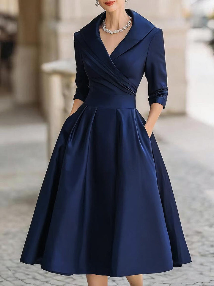 DHARMAY ELEGANT LONG-SLEEVE MIDI DRESS