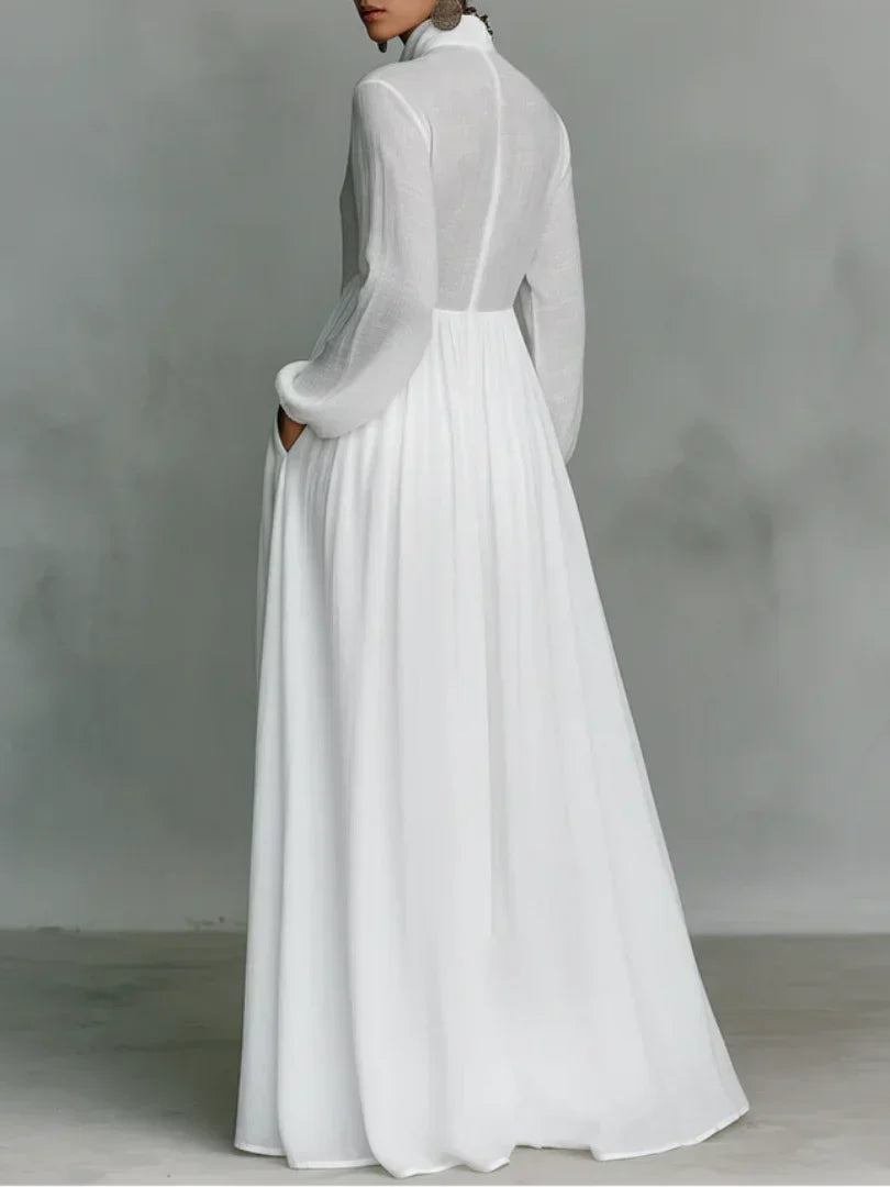 FREYJA LONG SLEEVE BUTTON-FRONT MAXI DRESS