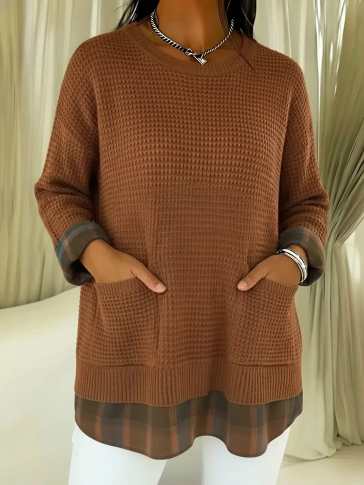 VIOLA PLAID KNIT PULLOVER SWEATER