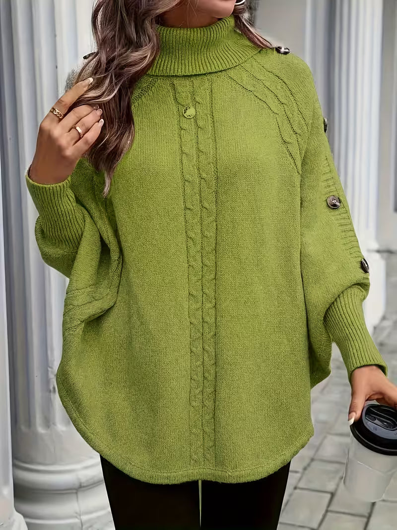 LOLANNA HIGH-NECK TWISTED FRONT SWEATER
