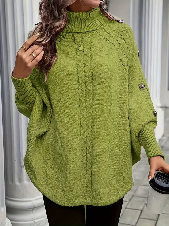 LOLANNA HIGH-NECK TWISTED FRONT SWEATER