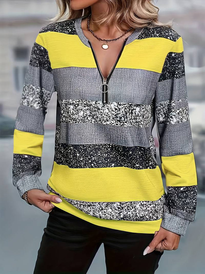 AVITAL CASUAL STRIPED ZIP SWEATSHIRT