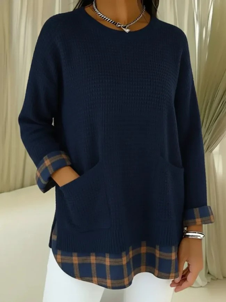 VIOLA PLAID KNIT PULLOVER SWEATER