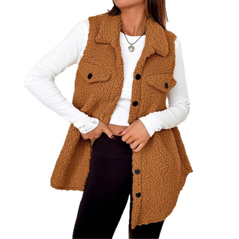 SOPHIE SHERPA BUTTON-DOWN VEST