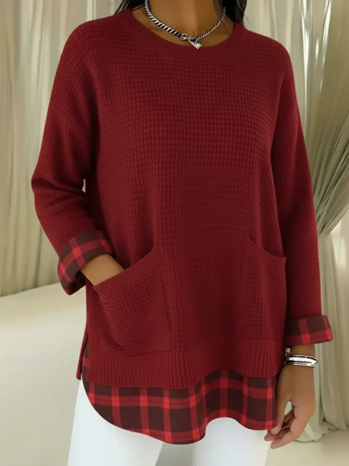 VIOLA PLAID KNIT PULLOVER SWEATER