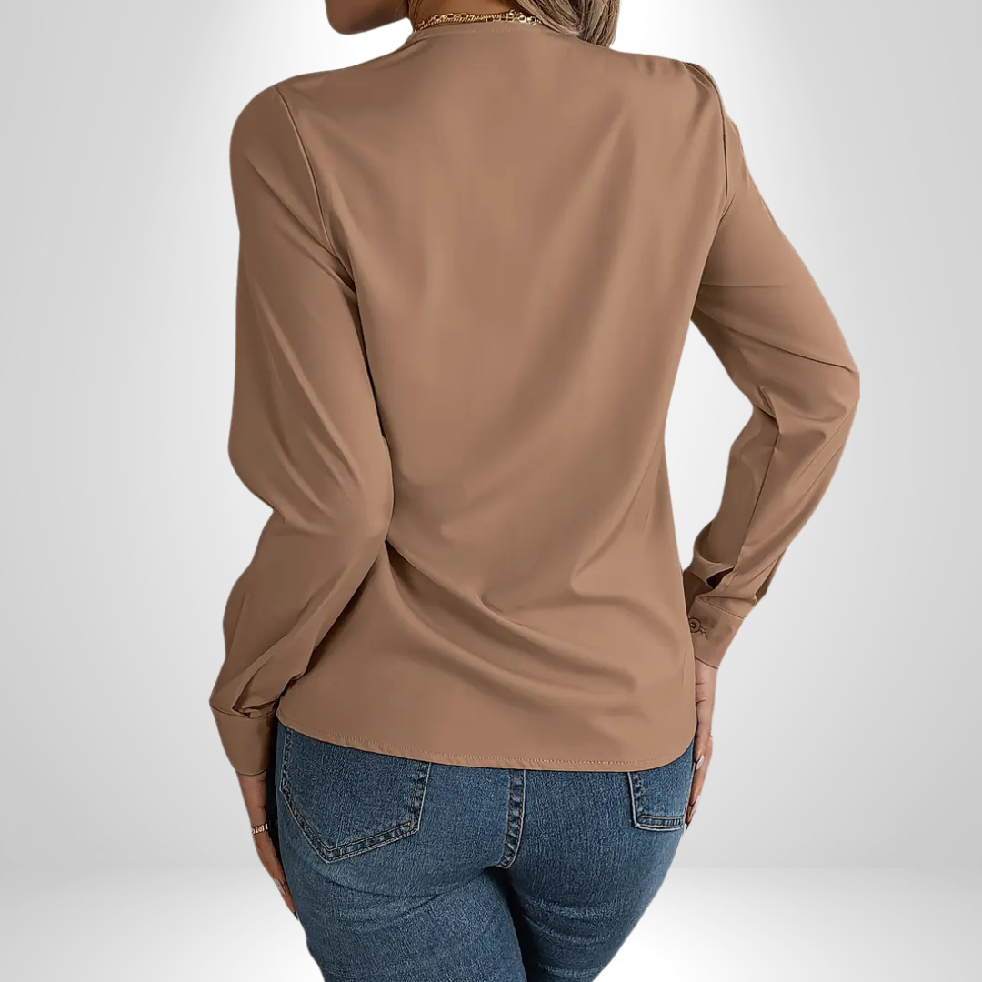LIZZY SOFT DRAPE V-NECK BLOUSE