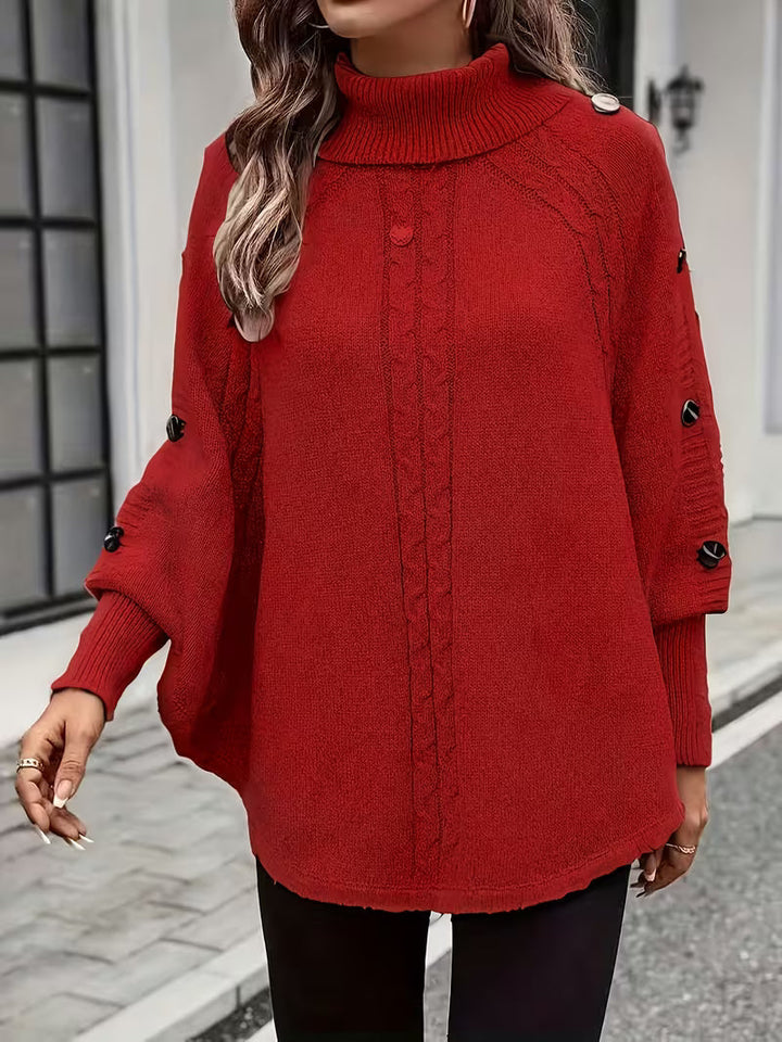LOLANNA HIGH-NECK TWISTED FRONT SWEATER