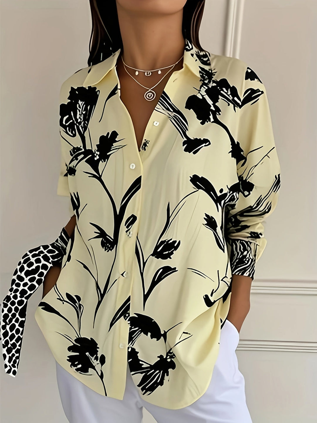 ULKA FLORAL PRINT LONG SLEEVE SHIRT