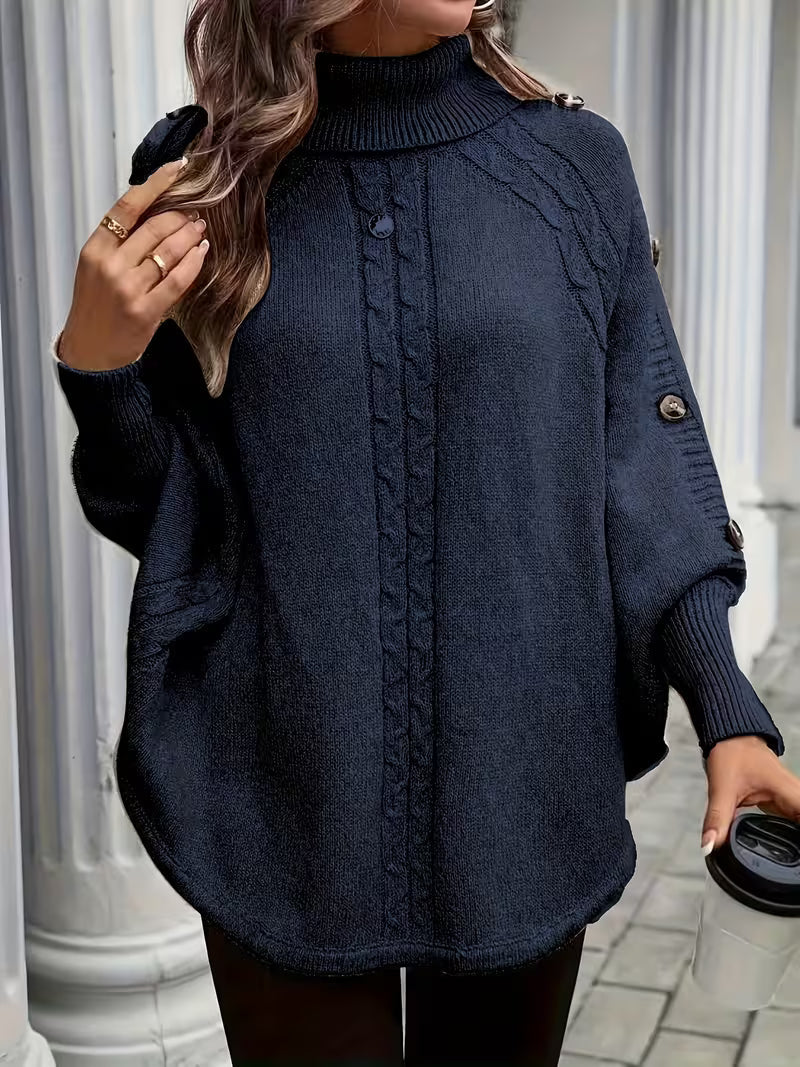 LOLANNA HIGH-NECK TWISTED FRONT SWEATER