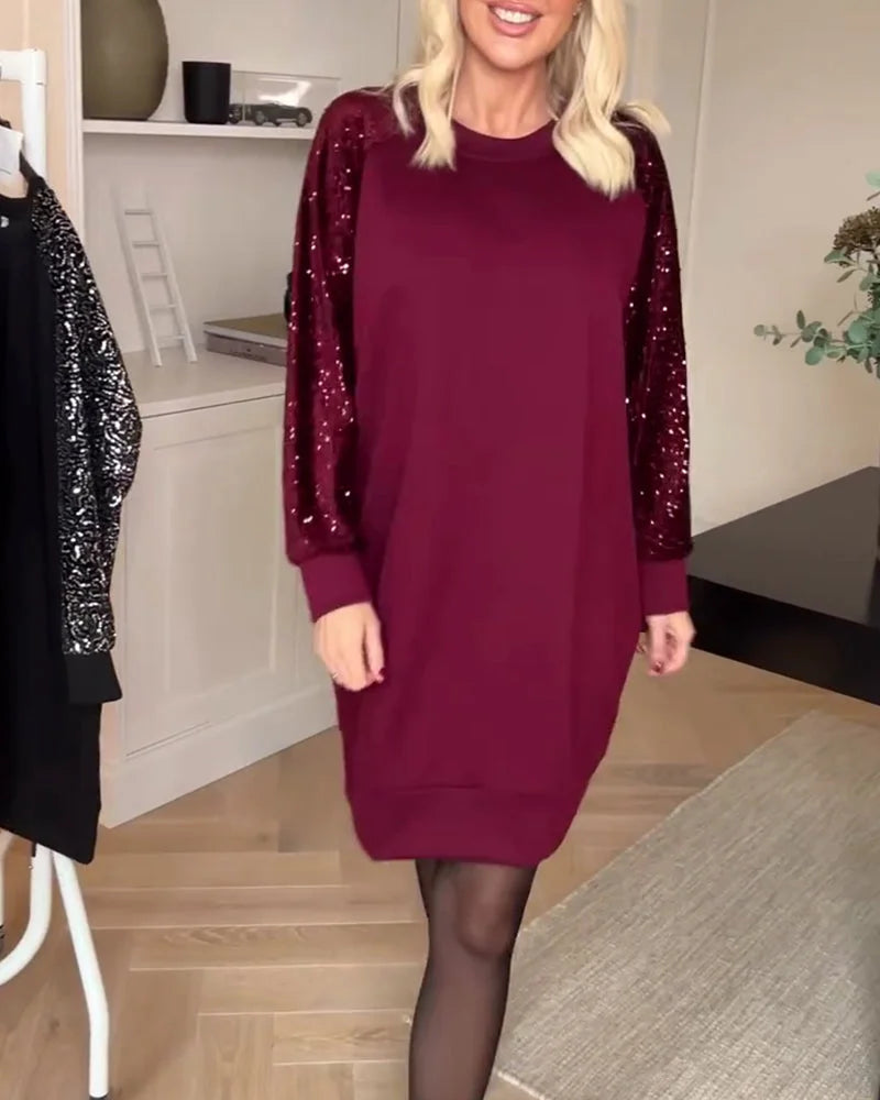 CUNNINGHAM SEQUIN SLEEVE DRESS