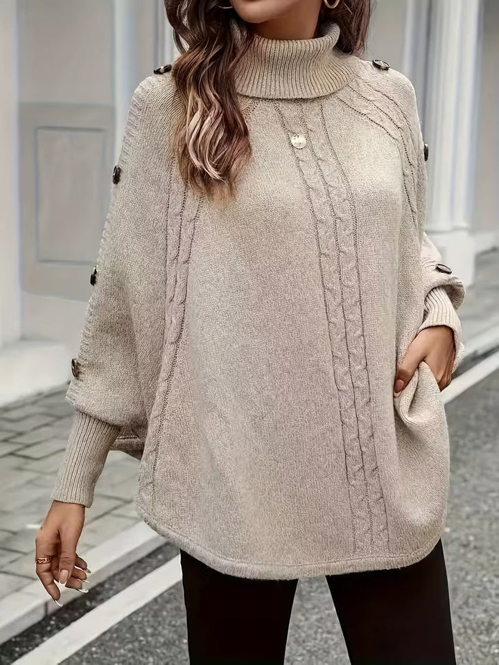 LOLANNA HIGH-NECK TWISTED FRONT SWEATER