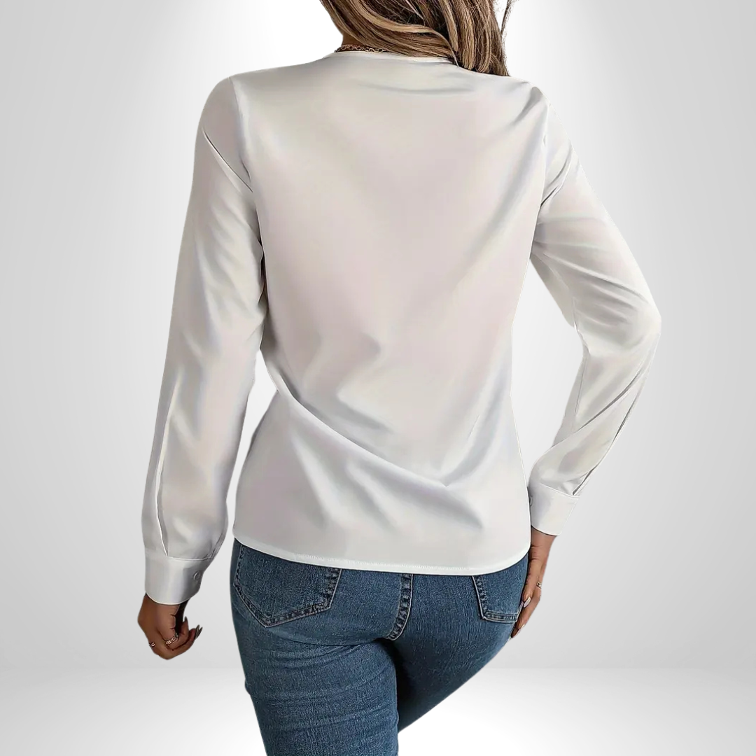 LIZZY SOFT DRAPE V-NECK BLOUSE