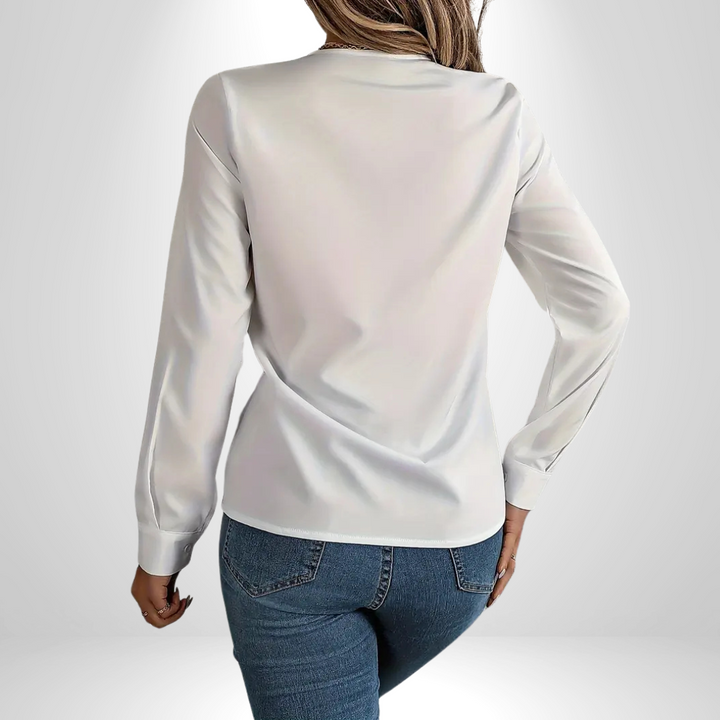 LIZZY SOFT DRAPE V-NECK BLOUSE