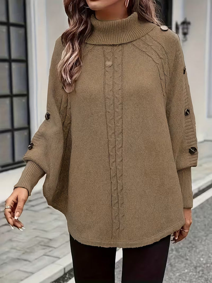 LOLANNA HIGH-NECK TWISTED FRONT SWEATER