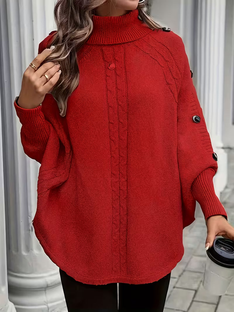 LOLANNA HIGH-NECK TWISTED FRONT SWEATER