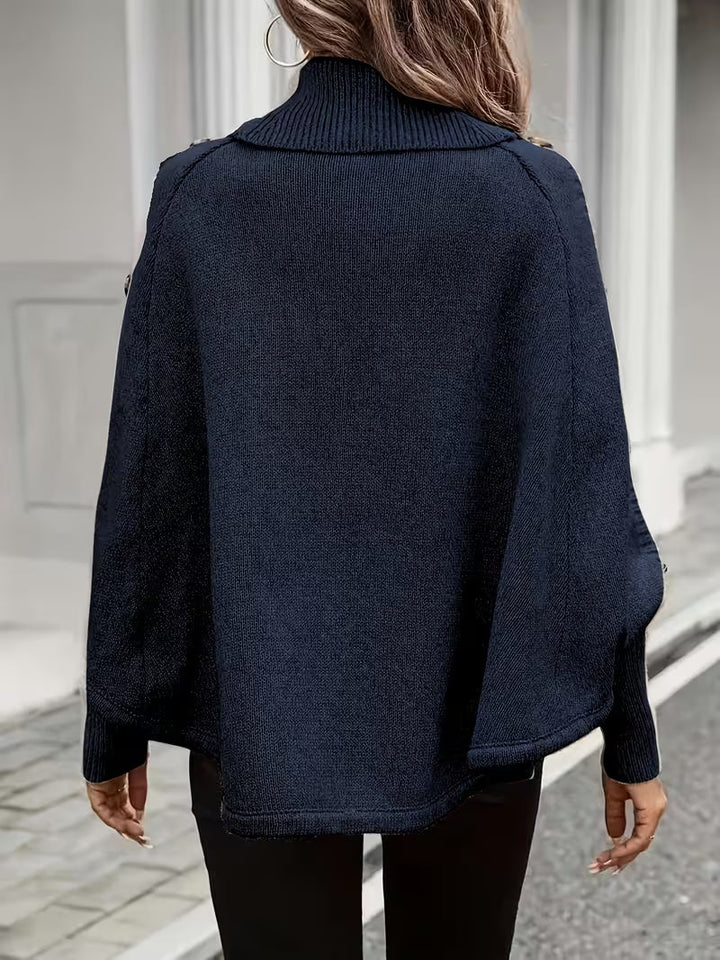 LOLANNA HIGH-NECK TWISTED FRONT SWEATER