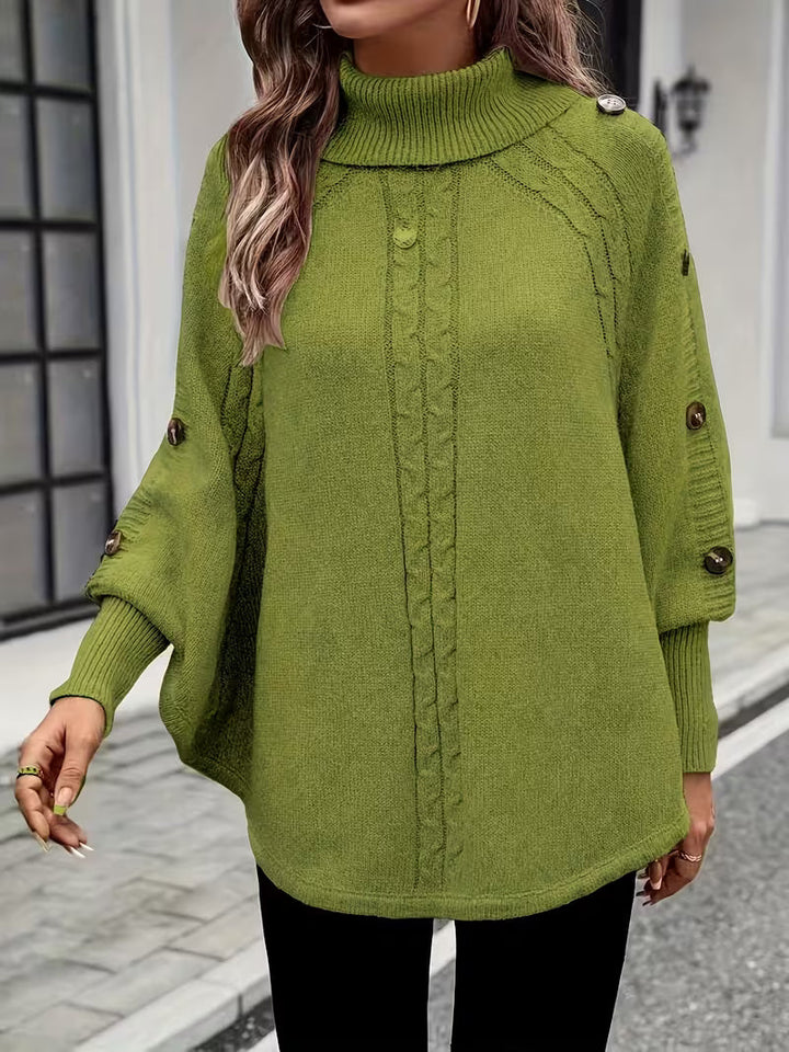 LOLANNA HIGH-NECK TWISTED FRONT SWEATER
