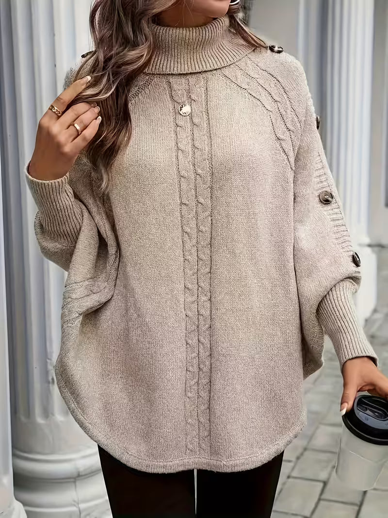 LOLANNA HIGH-NECK TWISTED FRONT SWEATER