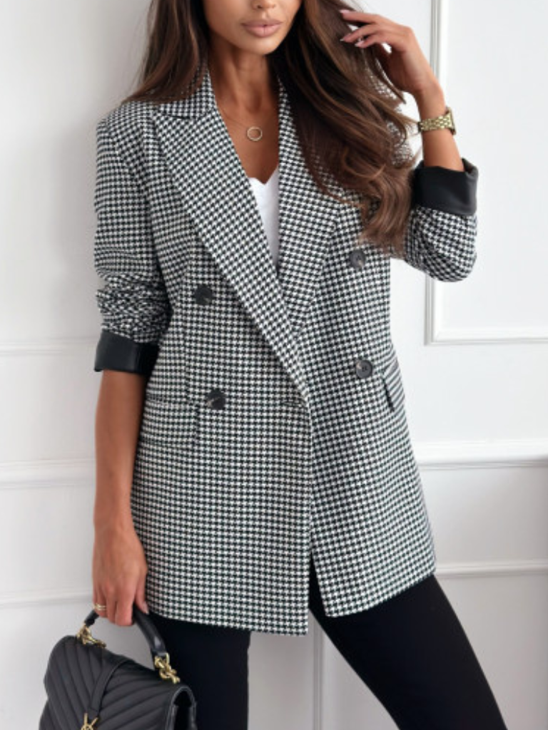 ELISE HOUNDSTOOTH DOUBLE-BREASTED BLAZER