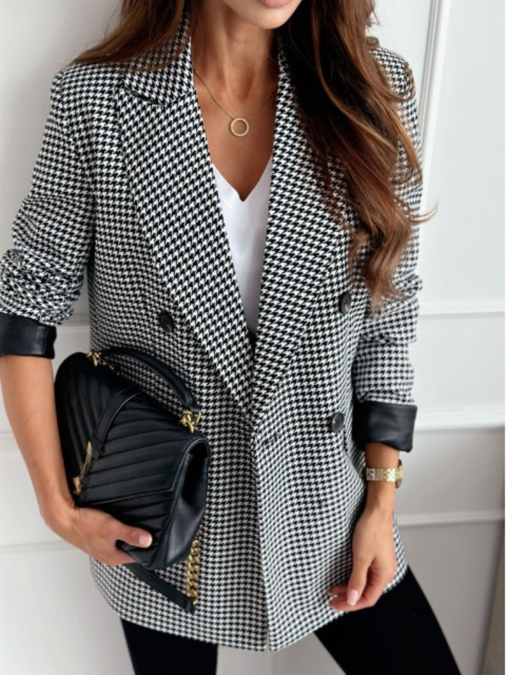 ELISE HOUNDSTOOTH DOUBLE-BREASTED BLAZER
