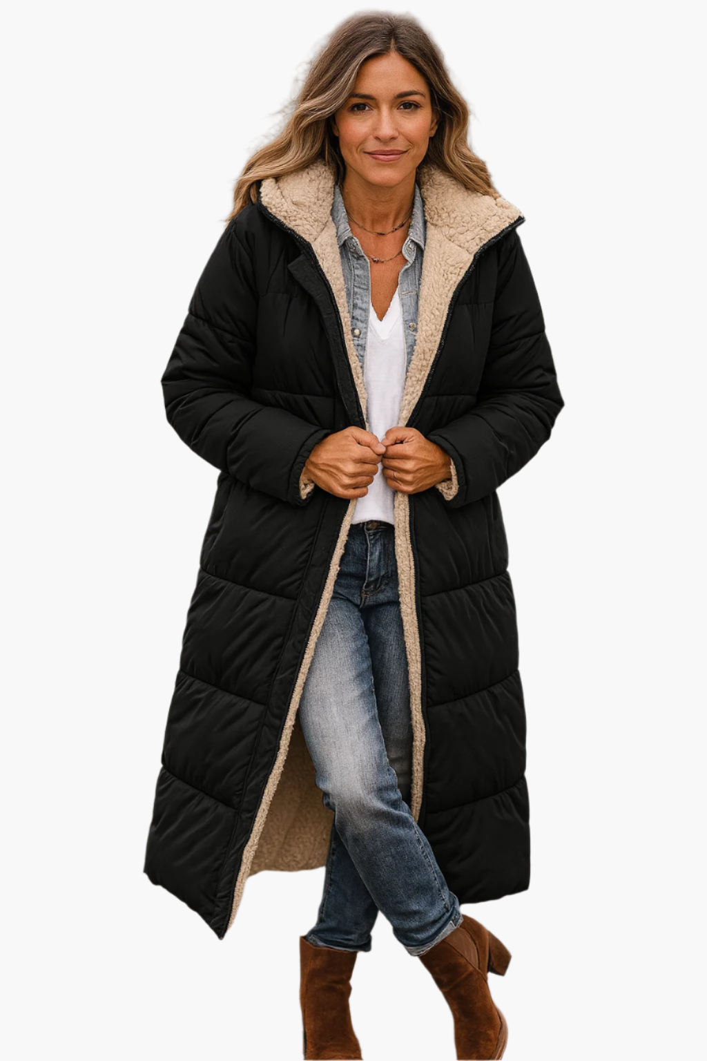 SELENE LONG HOODED QUILTED COAT