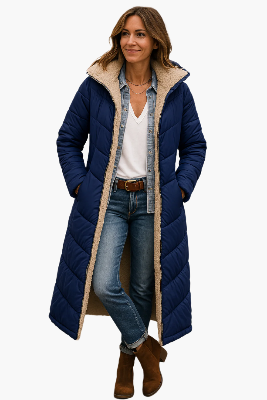SELENE LONG HOODED QUILTED COAT