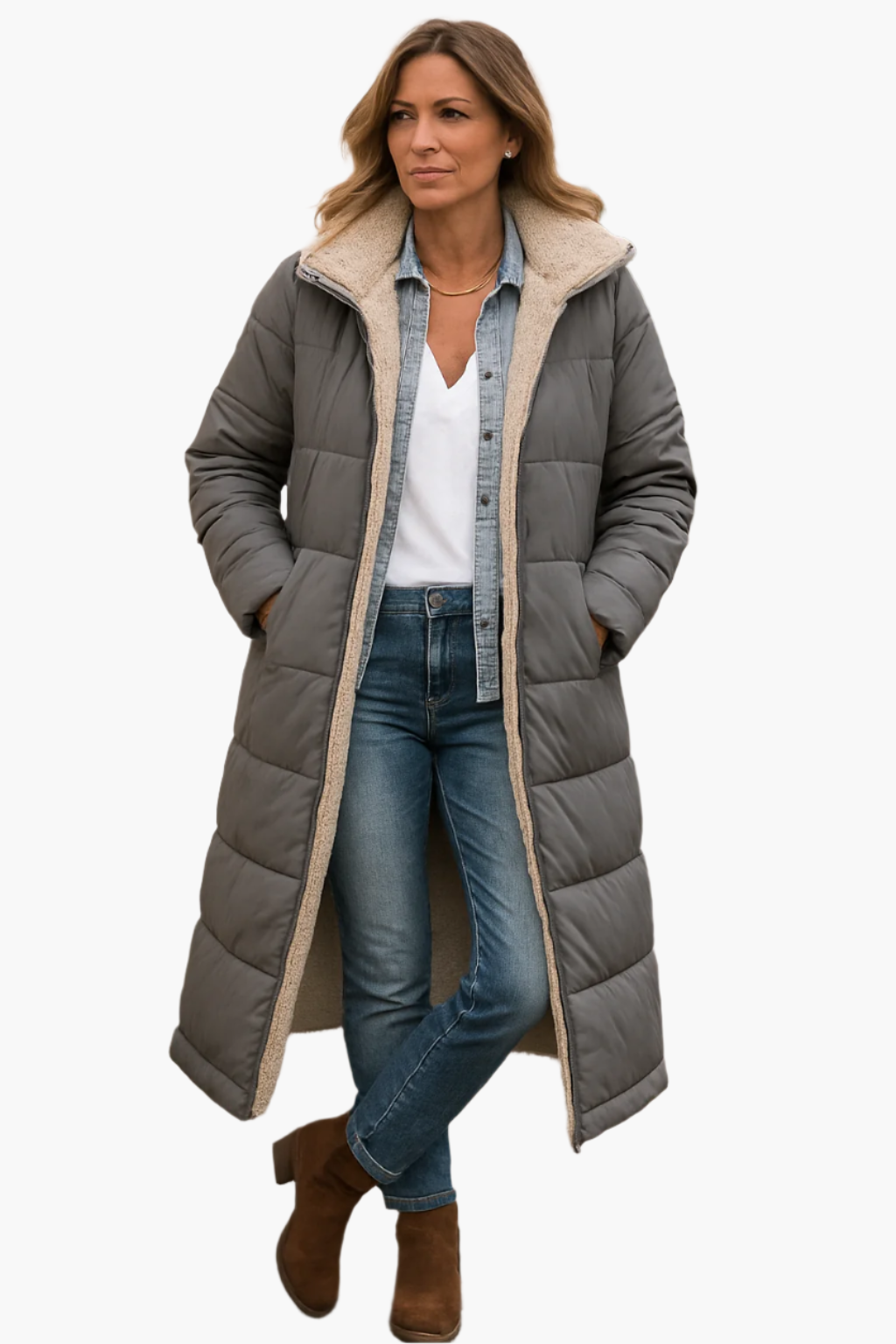 SELENE LONG HOODED QUILTED COAT
