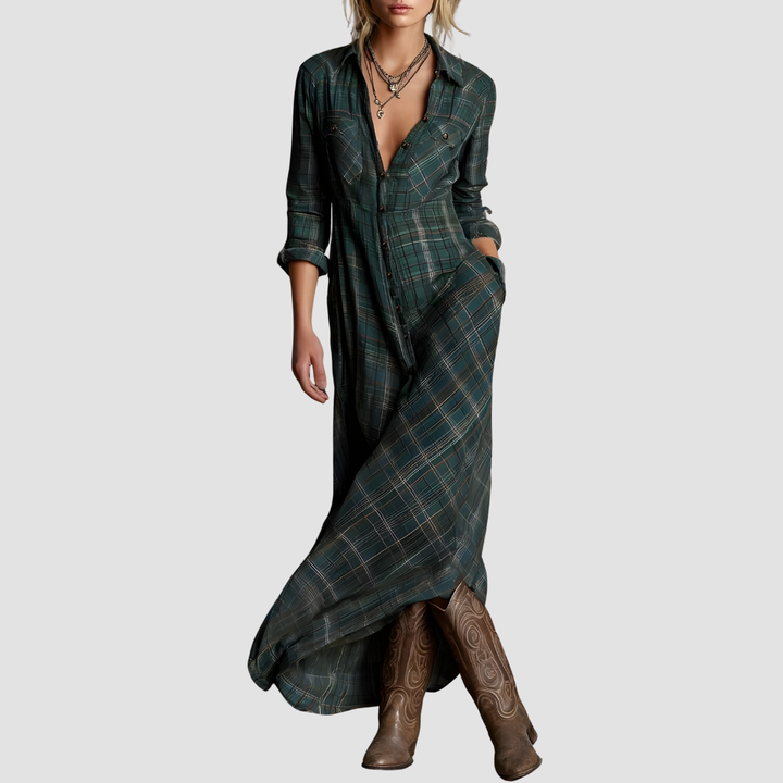 SORAYA PLAID MAXI DRESS