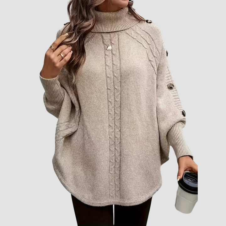 LOLANNA HIGH-NECK TWISTED FRONT SWEATER