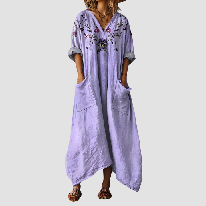 SOLENYA CASUAL LONG SLEEVE MAXI DRESS