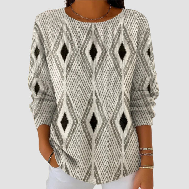 NYREE GEOMETRIC VINTAGE KNIT TOP