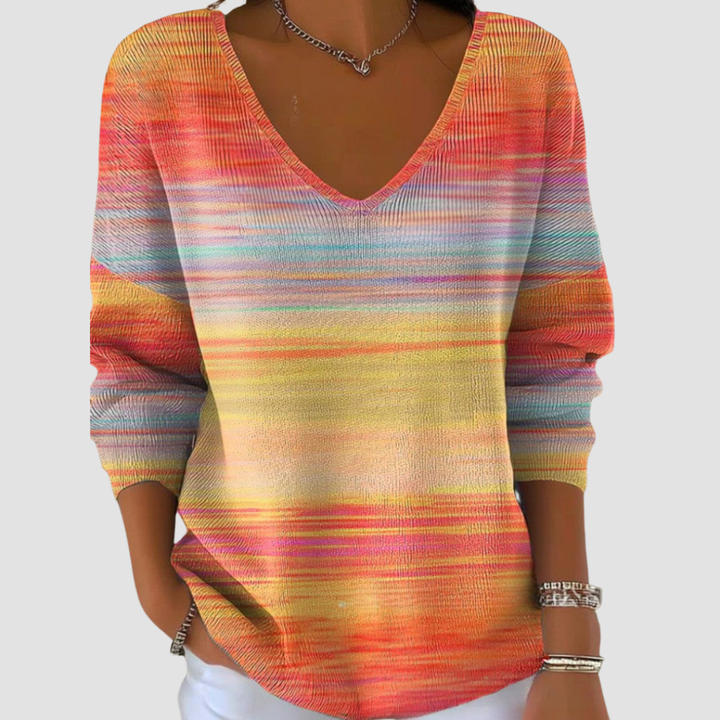 ÉVELINE ELEGANT V-NECK KNIT SWEATER