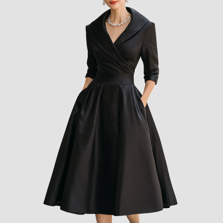 DHARMAY ELEGANT LONG-SLEEVE MIDI DRESS