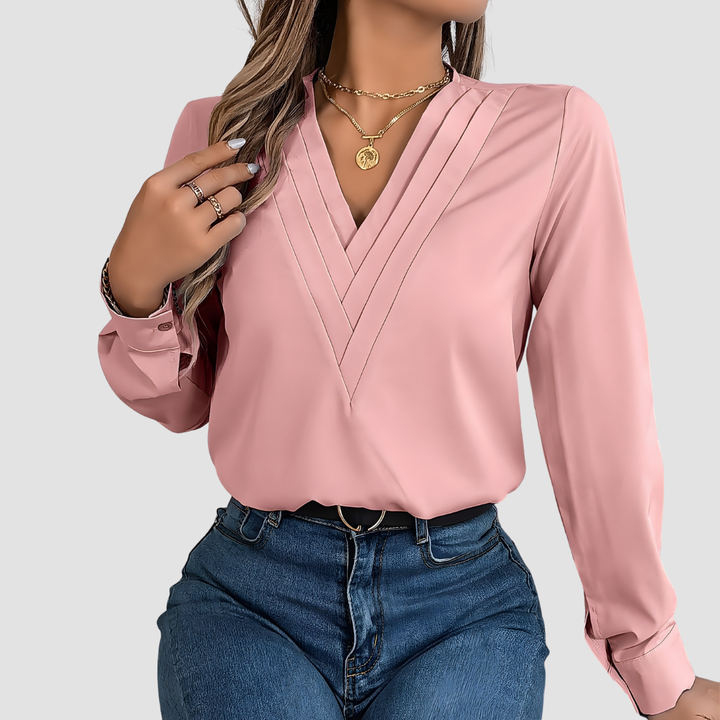 LIZZY SOFT DRAPE V-NECK BLOUSE