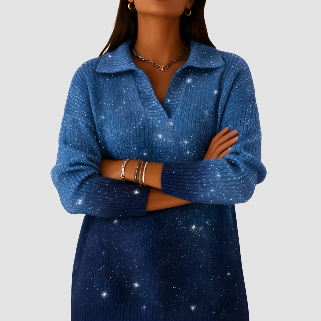 ALINA GLITTER KNIT LONG-SLEEVE SWEATER