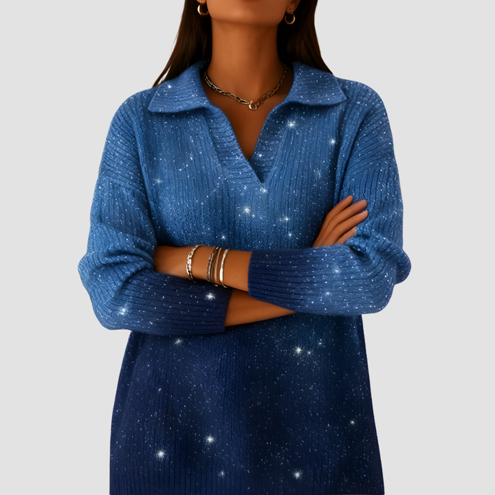 ALINA GLITTER KNIT LONG-SLEEVE SWEATER