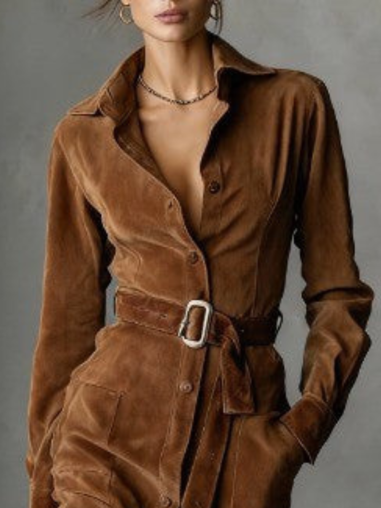 SELENE SUEDE MIDI COAT DRESS