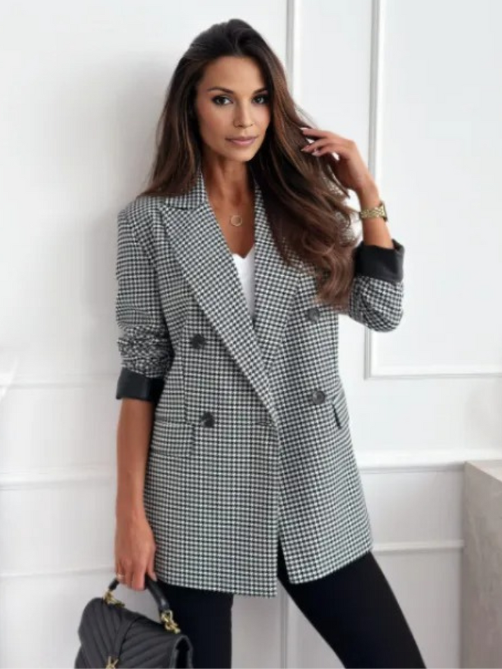 ELISE HOUNDSTOOTH DOUBLE-BREASTED BLAZER