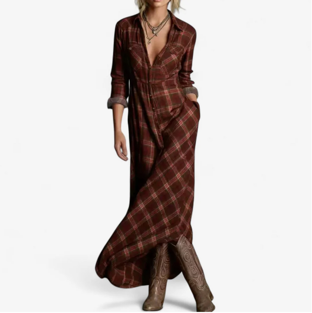 SORAYA PLAID MAXI DRESS