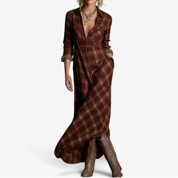 SORAYA PLAID MAXI DRESS