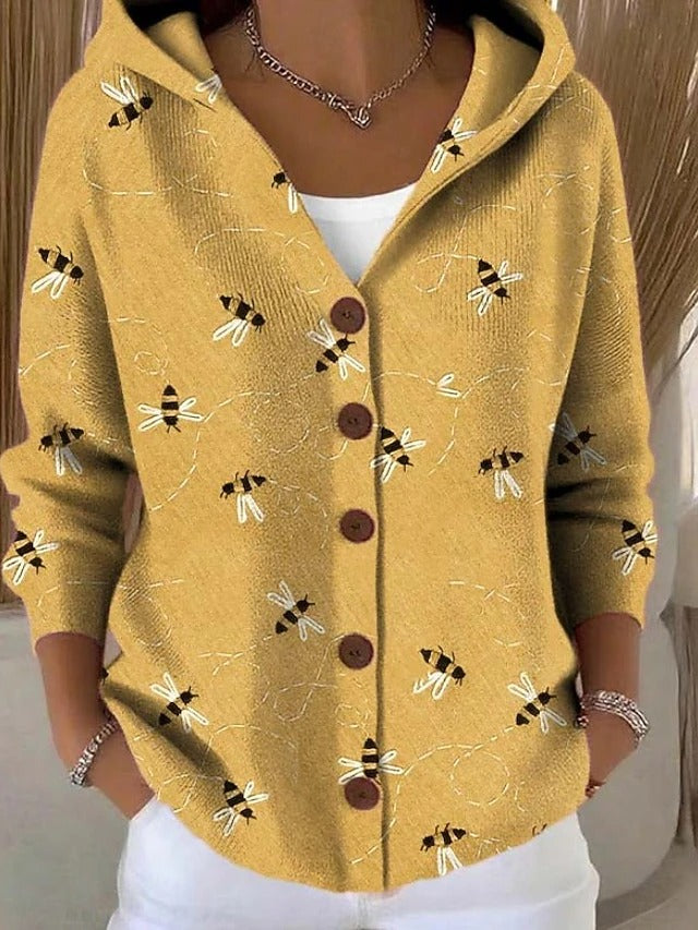 MAREN ELEGANT PRINTED BUTTON CARDIGAN