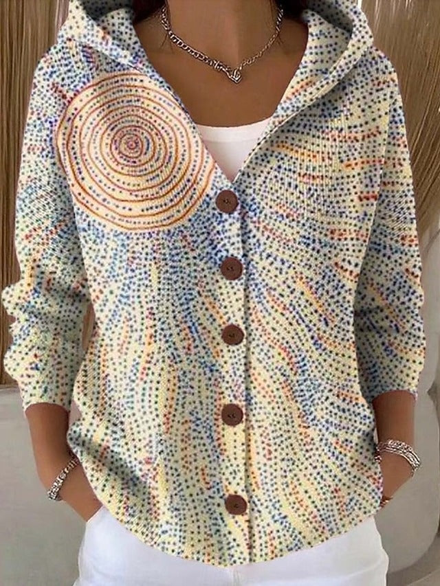 MAREN ELEGANT PRINTED BUTTON CARDIGAN