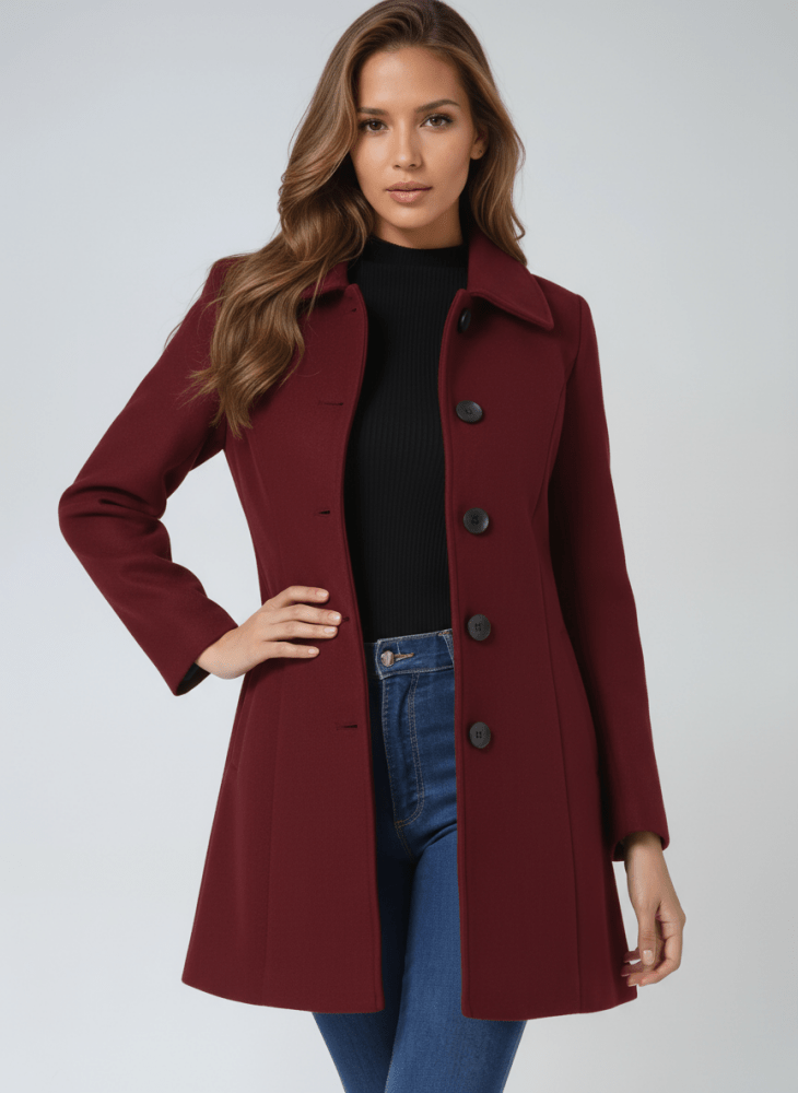 STEFANIA CLASSIC BUTTON-DOWN WINTER COAT